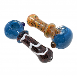 4" Assorted Color Mix Frit Single Rim Hand Pipe (Pack of 2) - [ZD145]